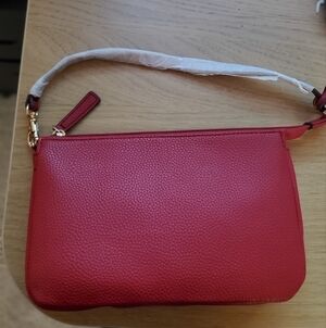 Faux Leather Red Pebbled Wristlet